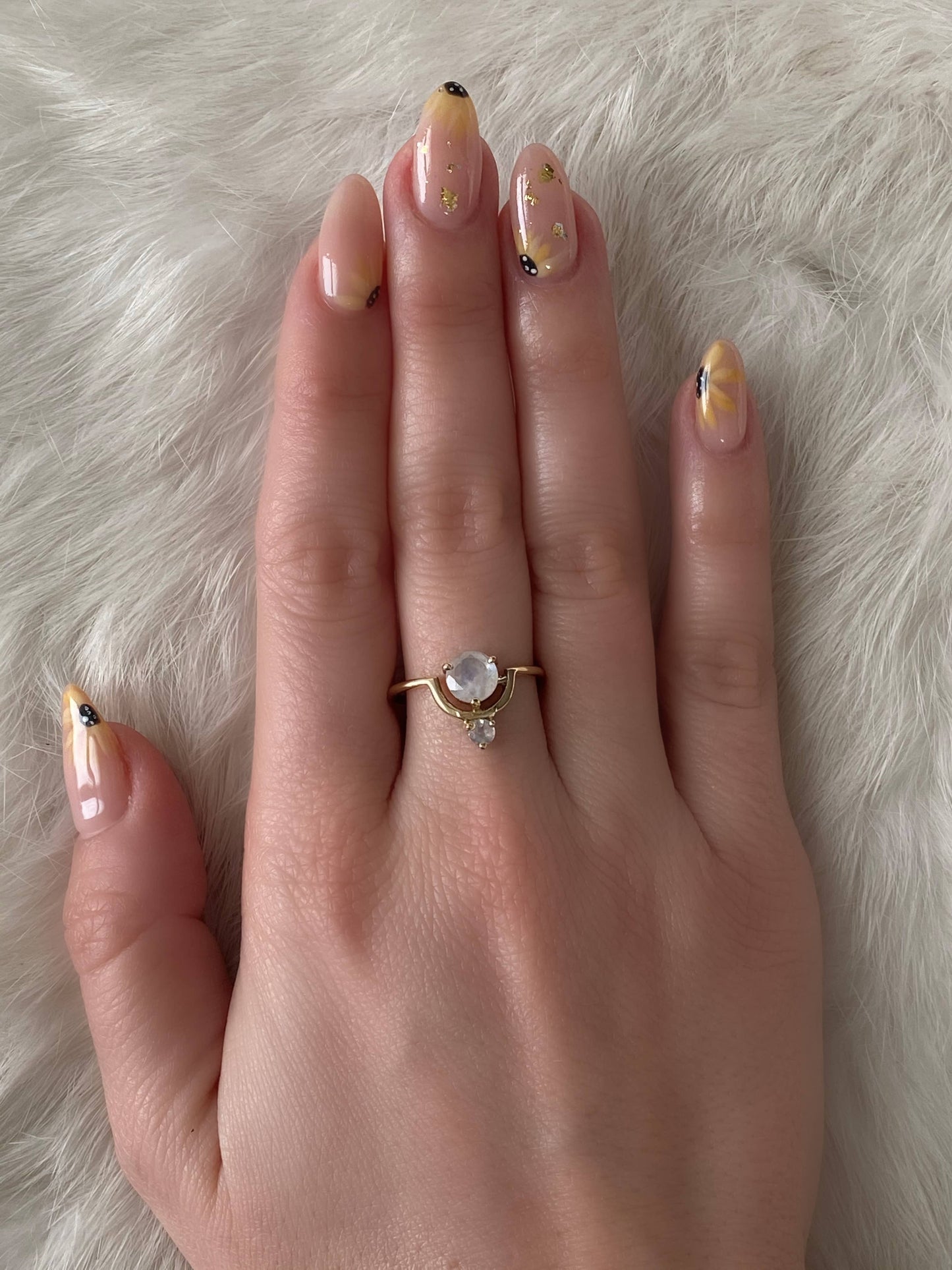 Brass Cradled Moonstone Ring