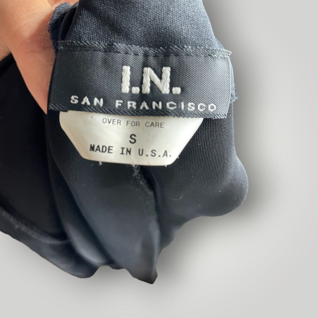 Vintage Dress Black With Gold Sparkle Lace Pattern Strappy Bodycon S Long