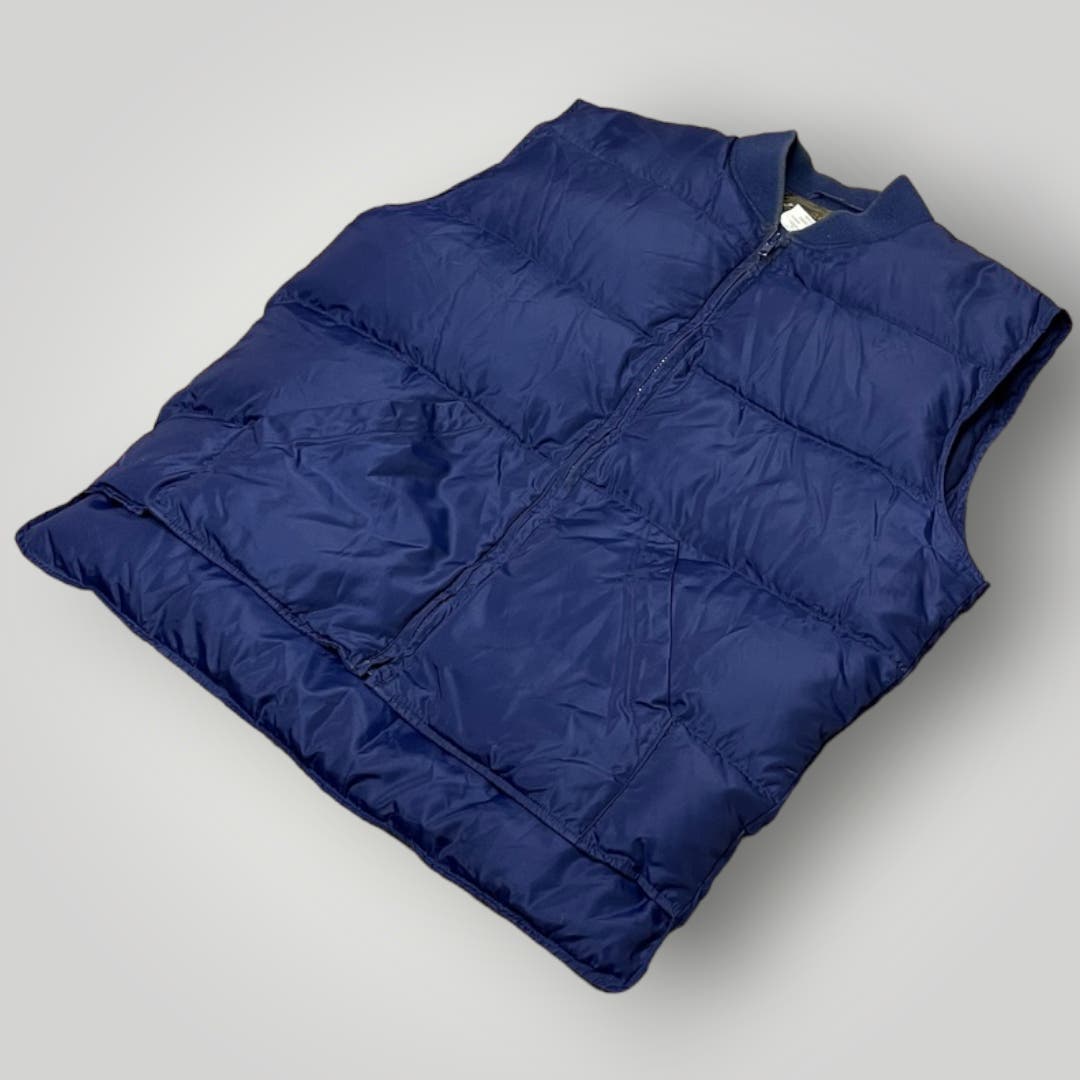 Vintage 1990s Eddie Bauer Puffer Vest Dark Blue Men's Tall Large Goose Down