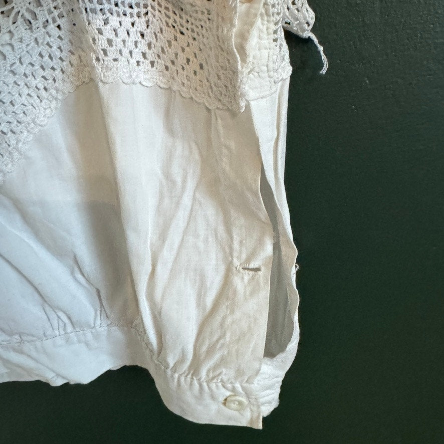 Antique Corset Cover Crocheted Top White Cotton 1900s Tank Top Camisole S