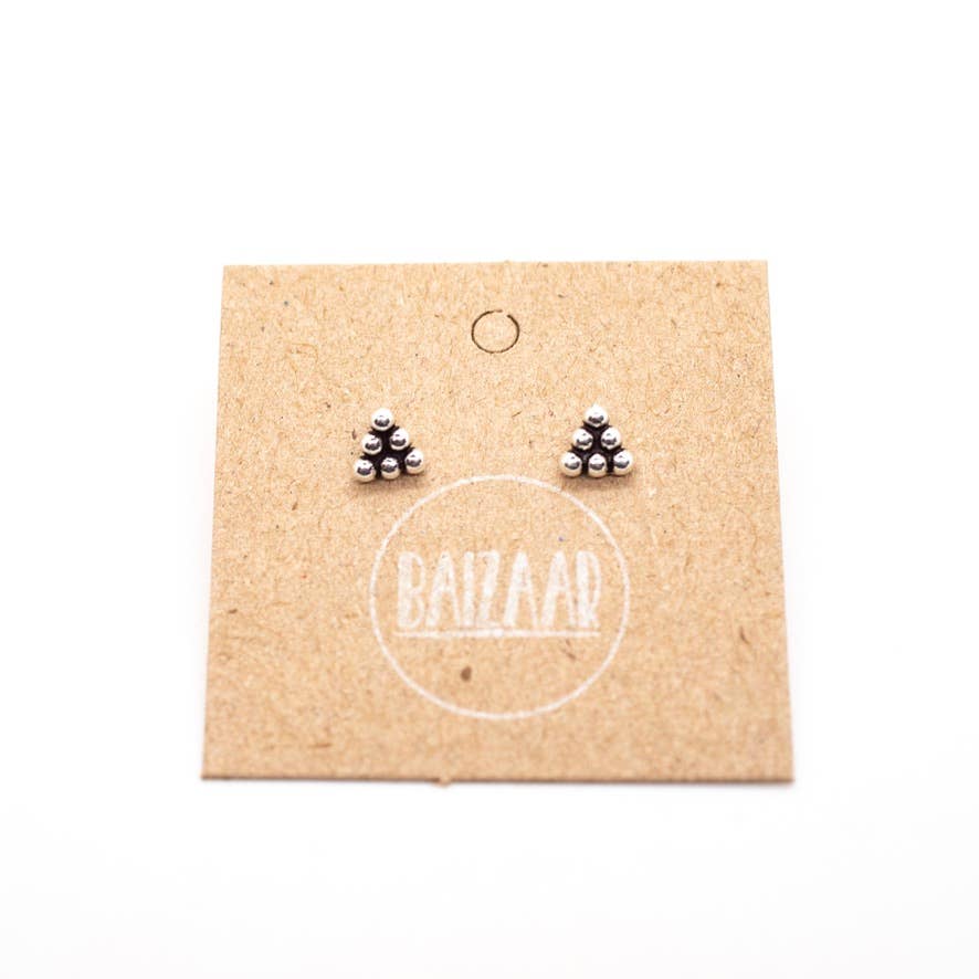 Sterling Silver Triangle Cluster Stud