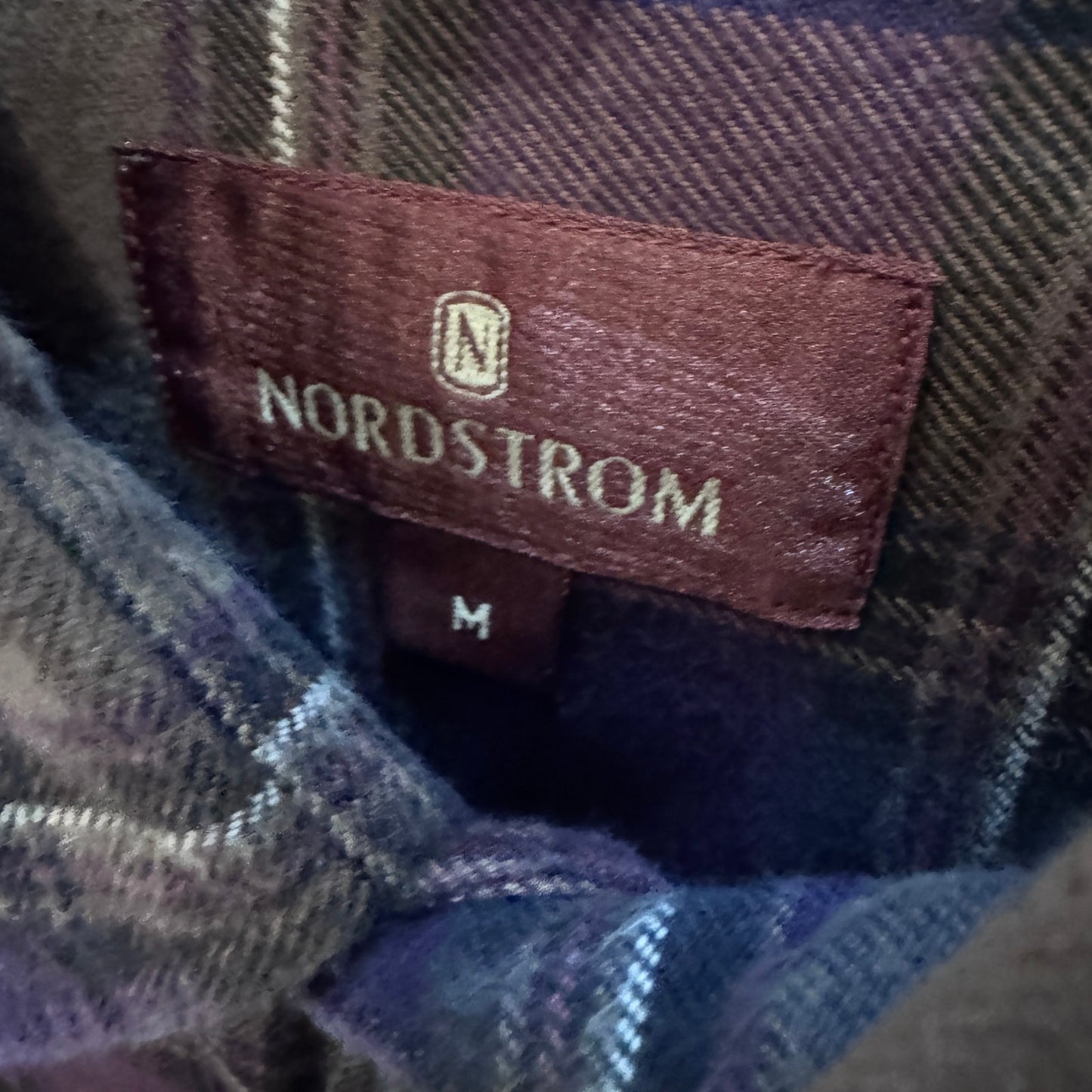 Vintage 1990s Nordstrom Flannel Cotton Soft Heavy M Neutral Purple Gray Brown