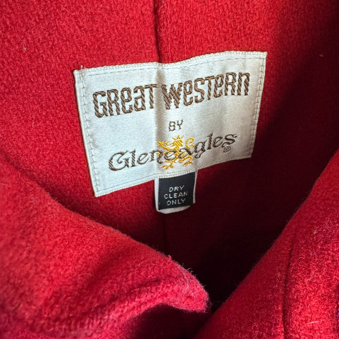 Vintage CPO Shirt Gleneagles Great Western 100% Wool Made in USA Red Medium Lg