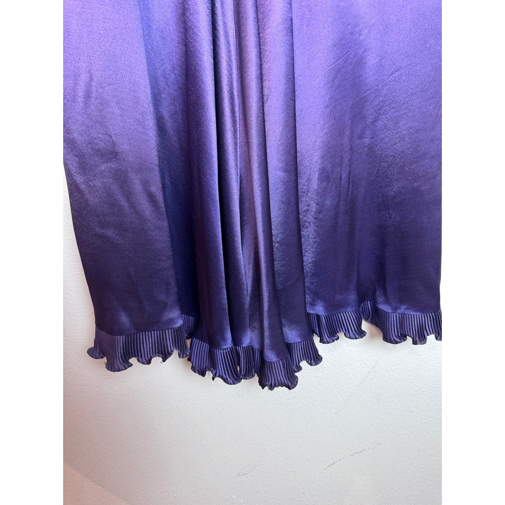 Vintage 1930s Dress Purple Maxi Pleated Ruffle Detail Sequin Sm or Med Satin