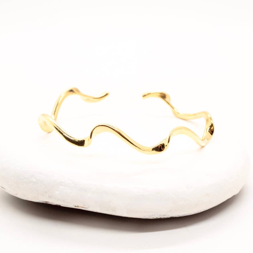 Brass Twisted Wave Cuff Bracelet