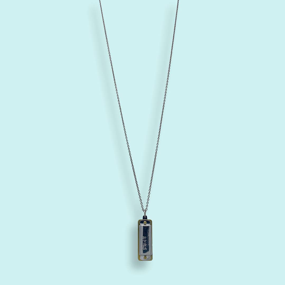 Silver Harmonica Necklace: 32 Inches