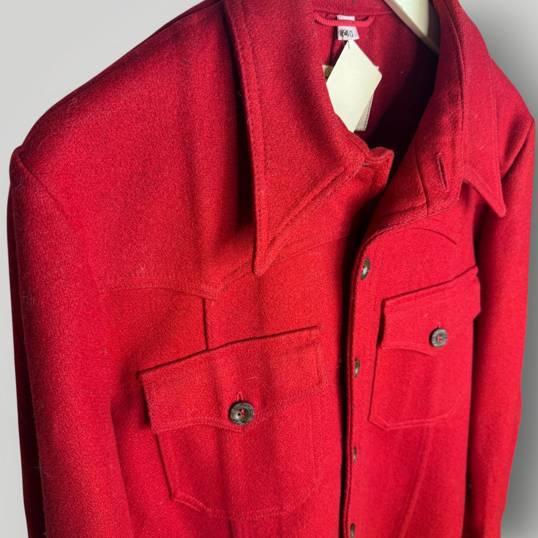 Vintage CPO Shirt Gleneagles Great Western 100% Wool Made in USA Red Medium Lg