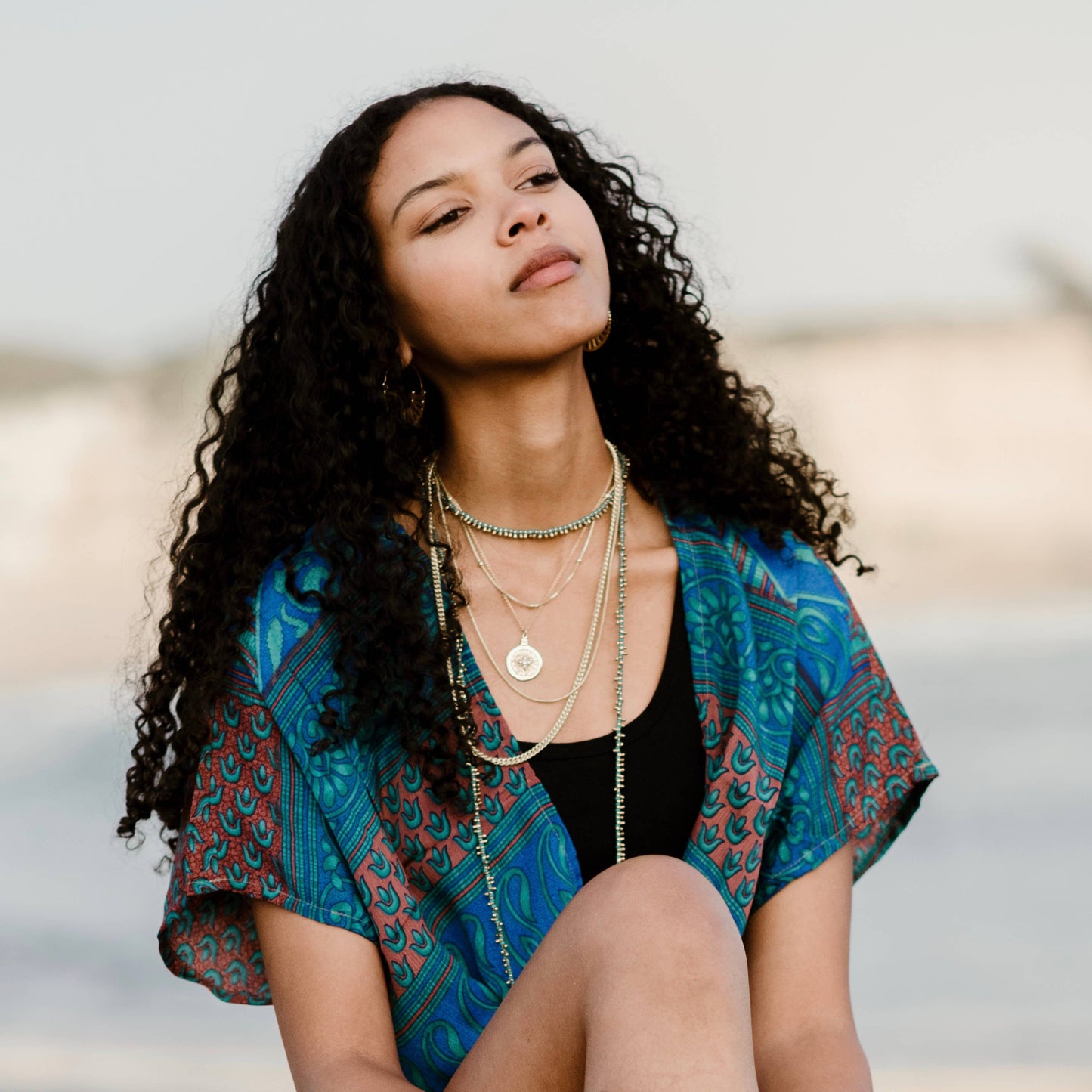 Polished Brass Crystal Medallion Necklace