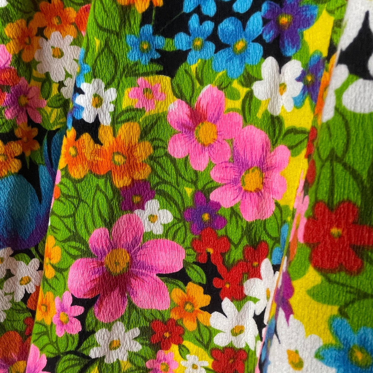 Vintage Kaftan 1960s Floral Bright Crazy Handmade One Size Multicolor
