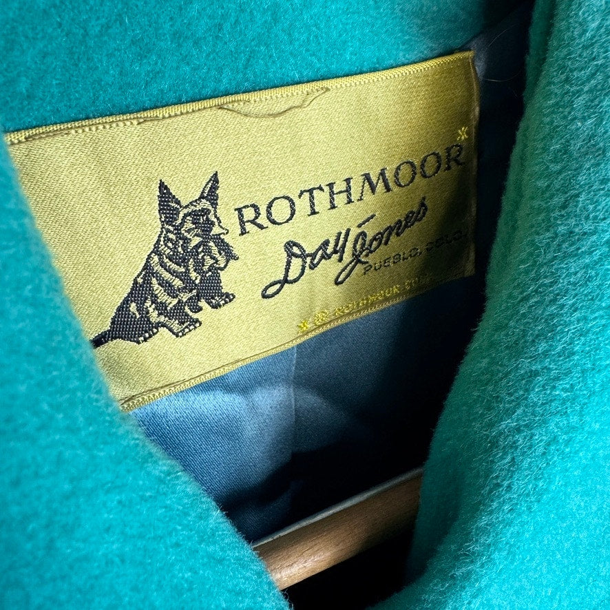 Vintage Rothmoor Wool Coat Vibrant Teal 1960s Swing Bright Women's Large
