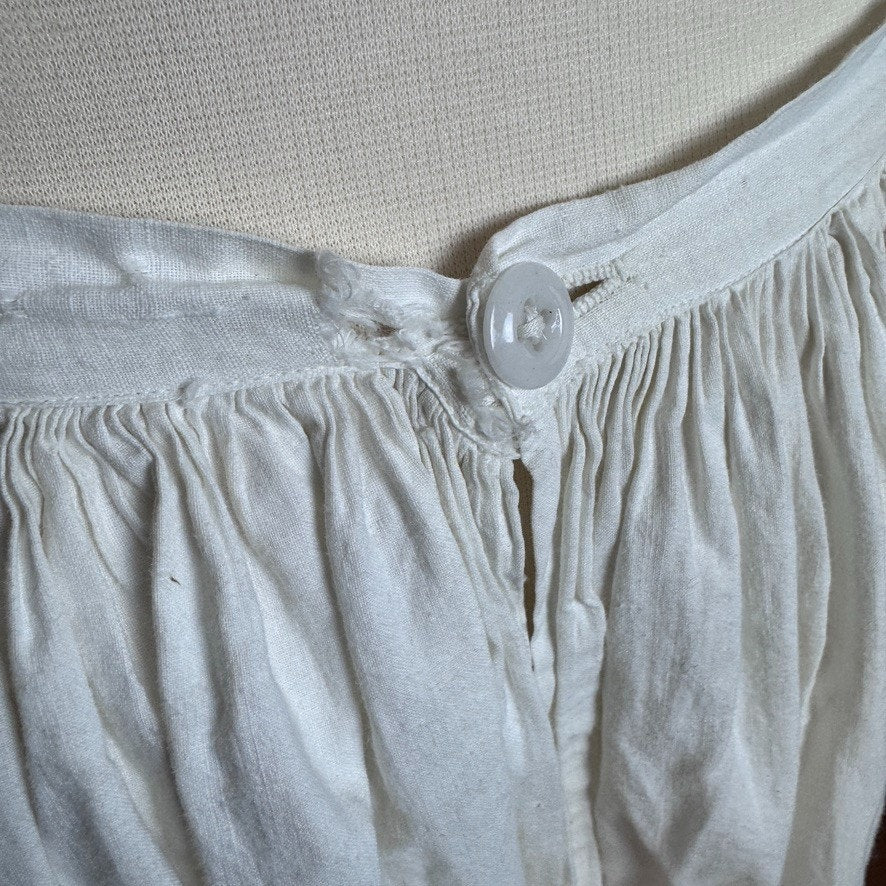 Vintage Antique Edwardian White Cotton Petticoat Skirt Tiered Embroidered Eyelet