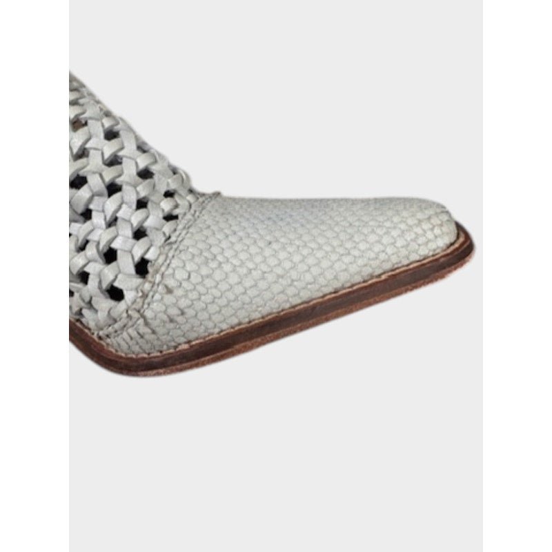 Free People In The Loop Woven Leather Boots Women's 37 6.5 Gray Cream - MST GoodsVintage
