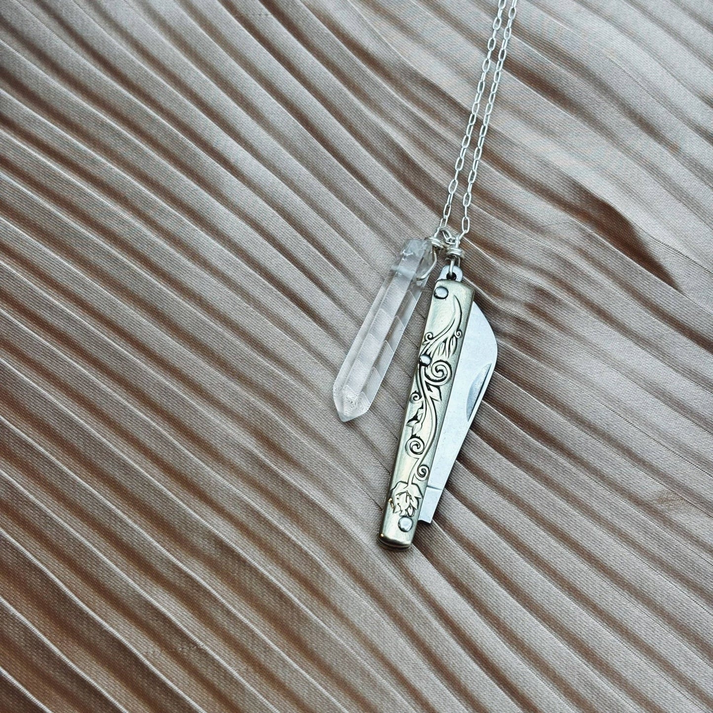 Handmade Amelia Necklace | Knife Necklace | Quartz Crystal - MST GoodsFluff Hardware
