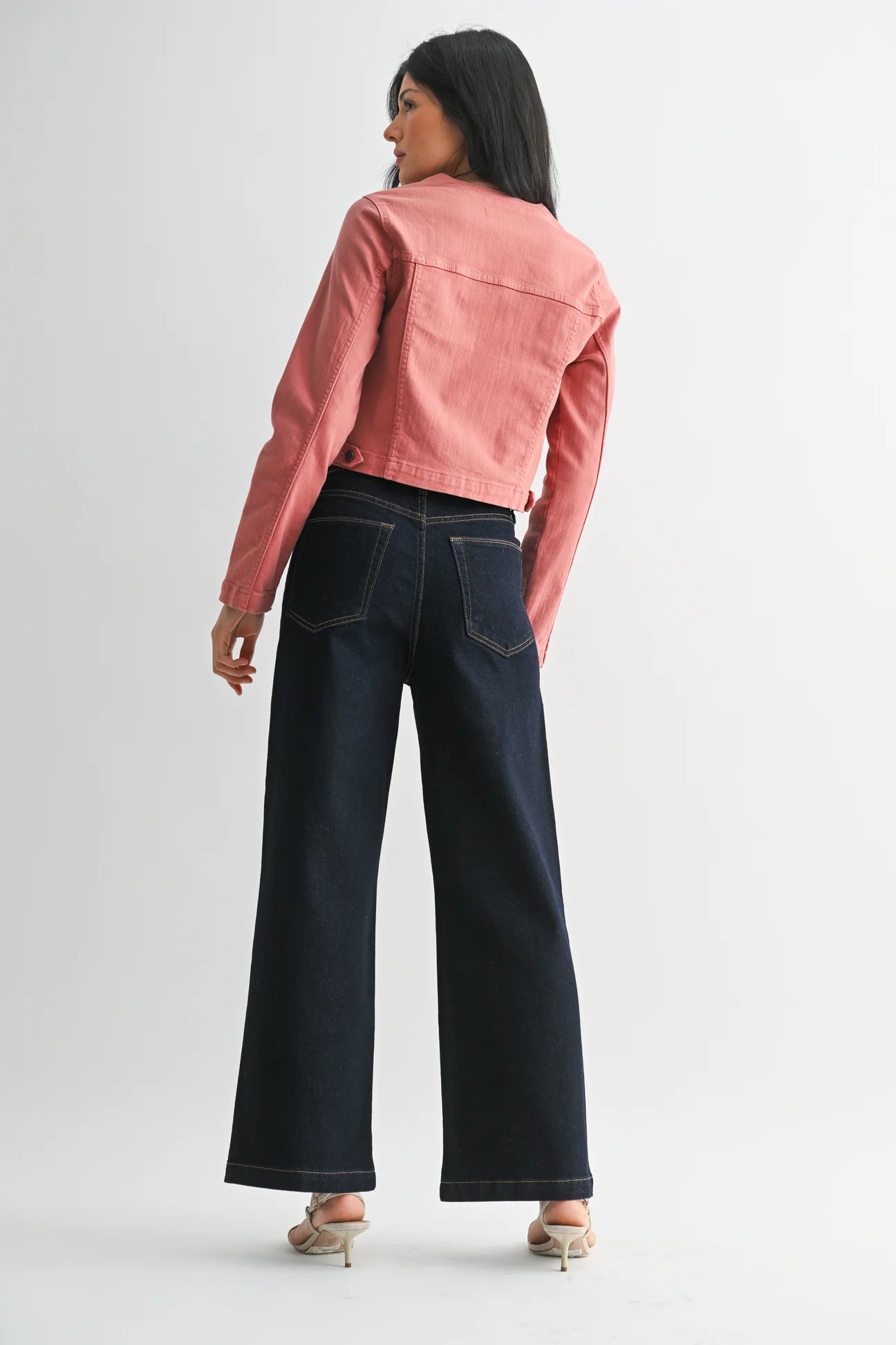 Mini Patch Pocket Wide Flare Denim Pants