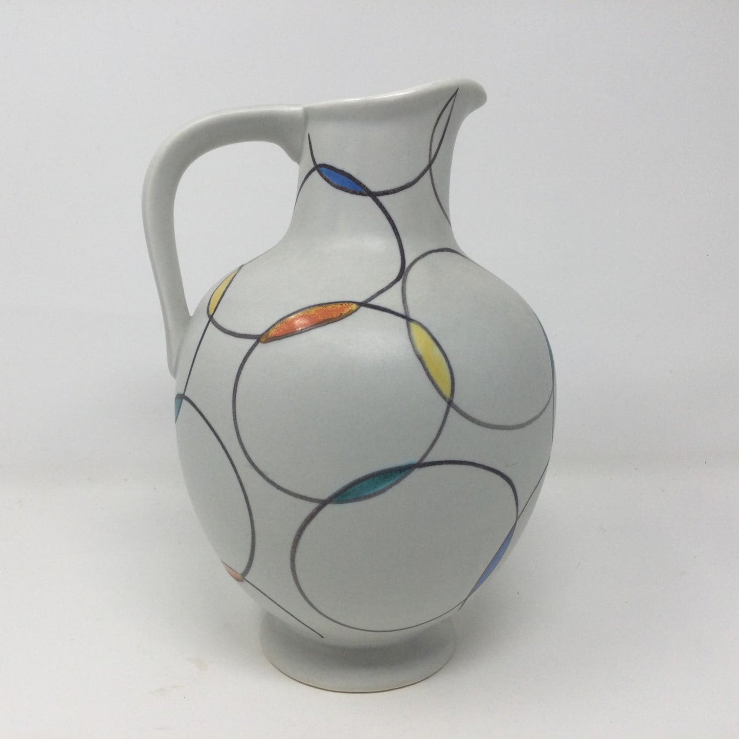 Vtg Vase Circles Western Germany Zell Schmider 1956 Numbered Anneliese Beckh