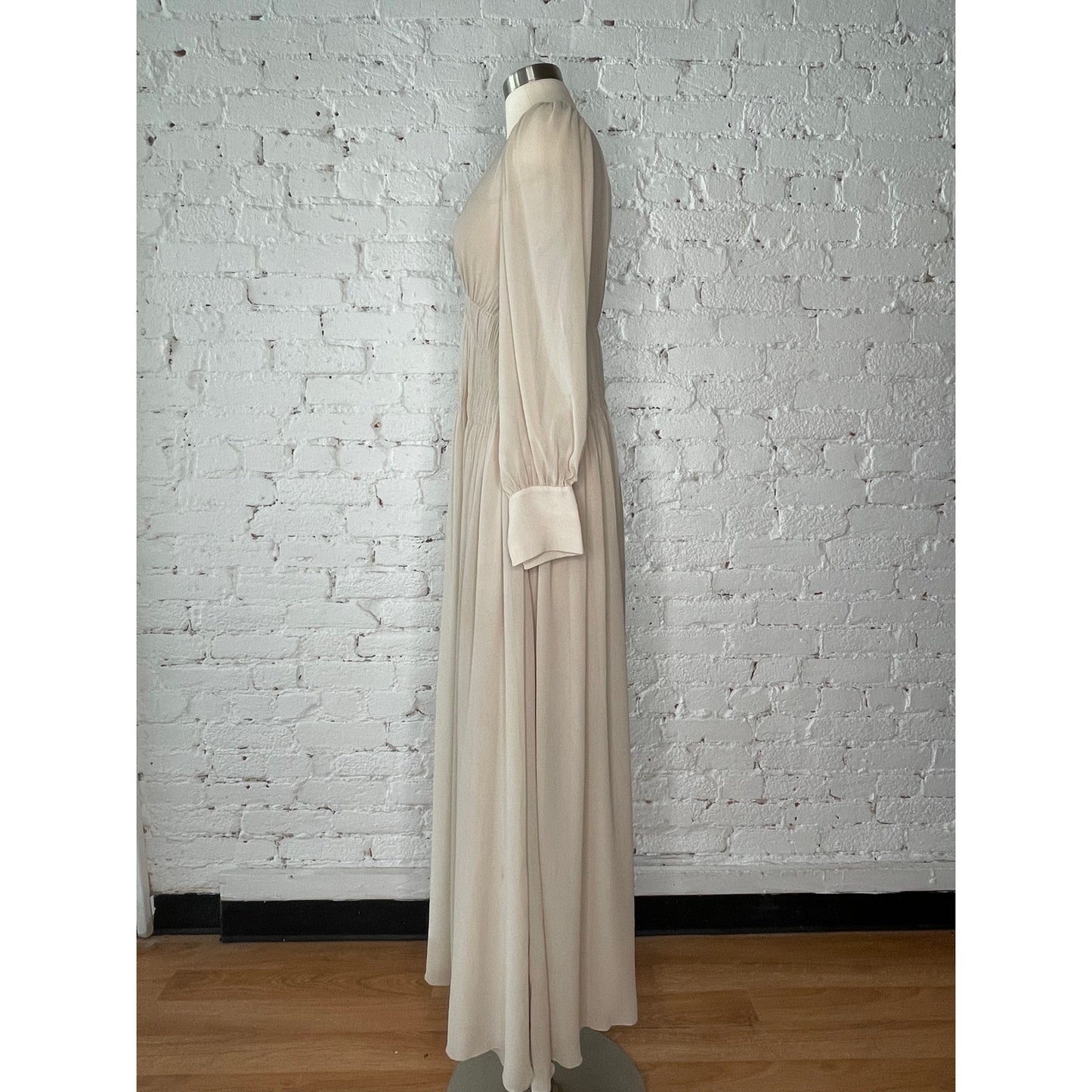 Couture Stella McCartney Carleigh Silk Georgette Maxi Dress Taupe 40 $2600