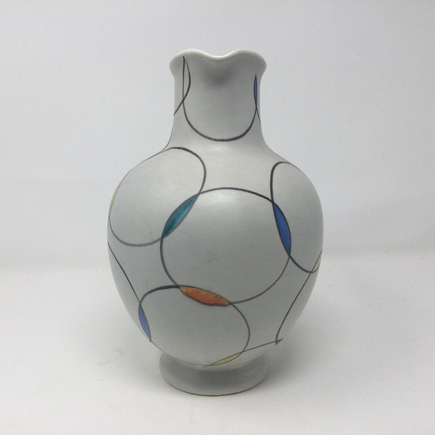 Vtg Vase Circles Western Germany Zell Schmider 1956 Numbered Anneliese Beckh