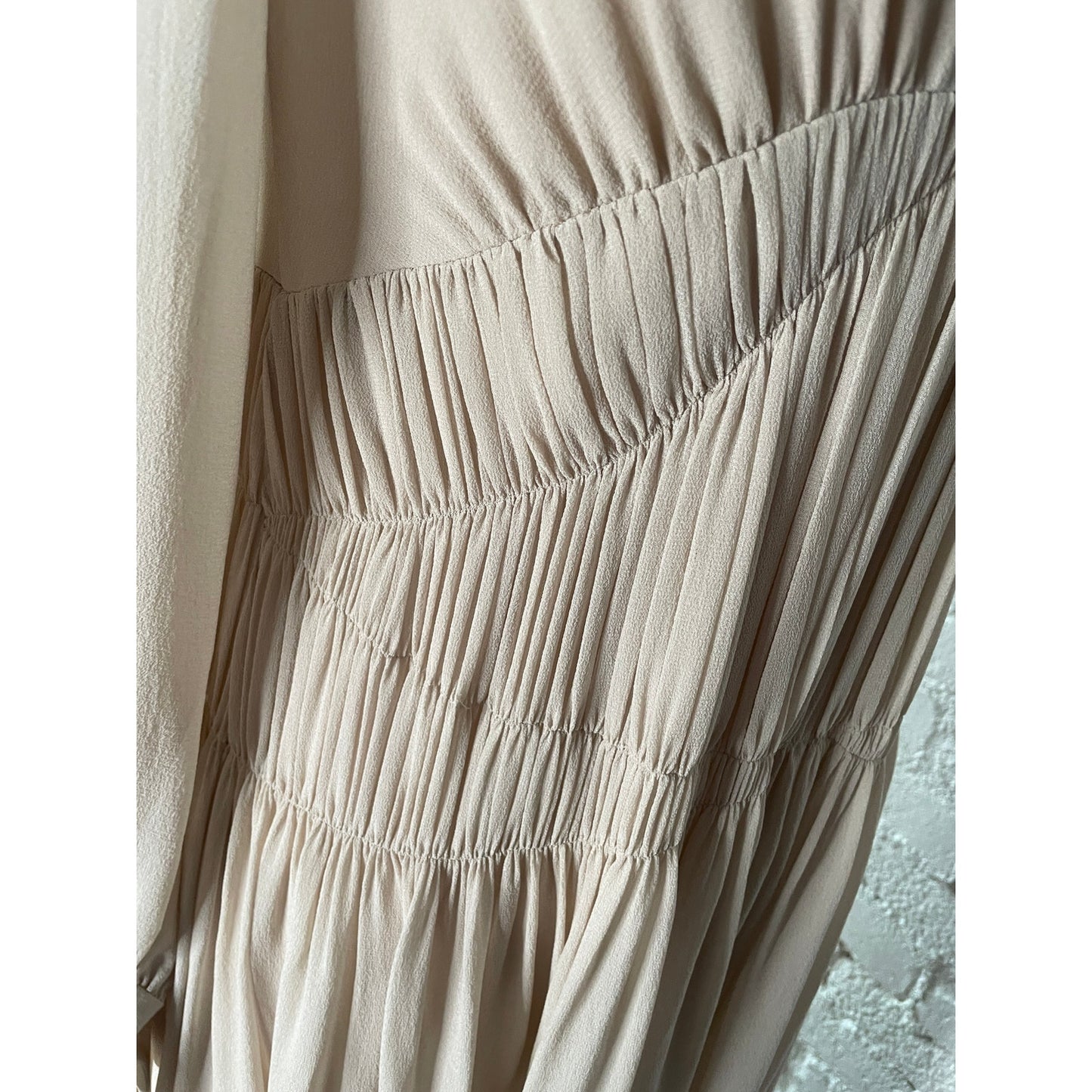Couture Stella McCartney Carleigh Silk Georgette Maxi Dress Taupe 40 $2600