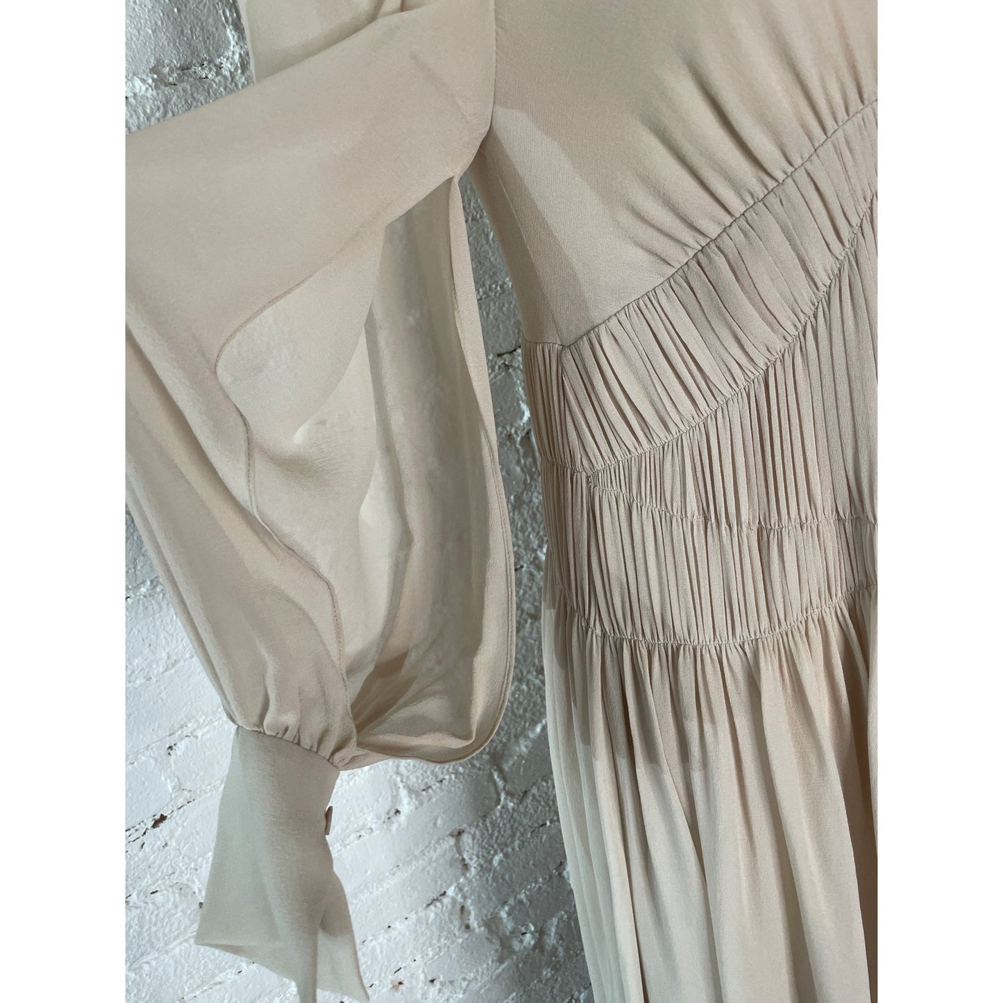 Couture Stella McCartney Carleigh Silk Georgette Maxi Dress Taupe 40 $2600