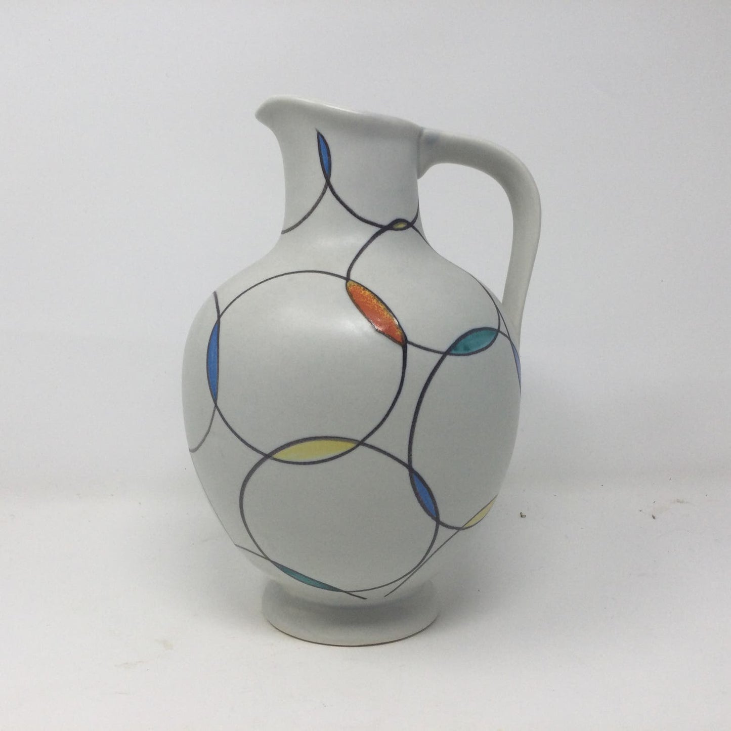 Vtg Vase Circles Western Germany Zell Schmider 1956 Numbered Anneliese Beckh