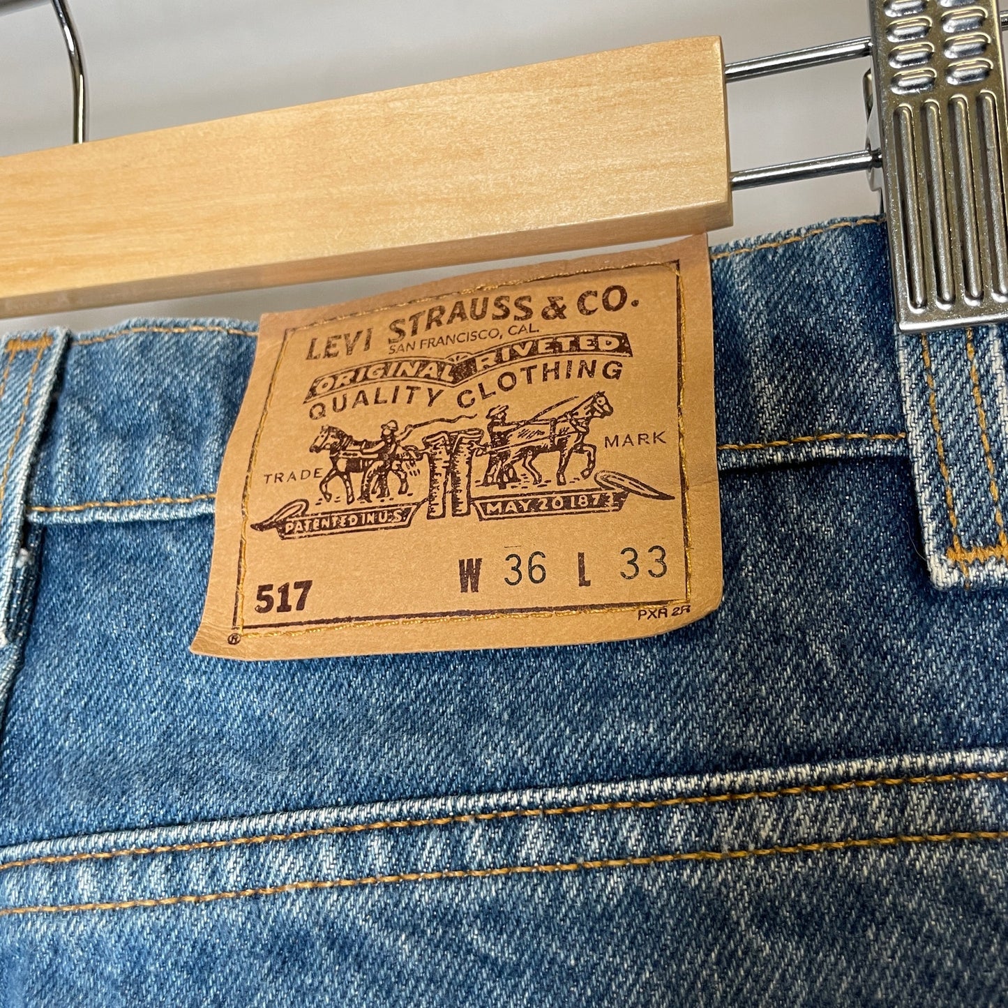 Vintage 1995 Levi's Denim Jeans 517 34x34 Medium Wash Orange Tab 1990s B