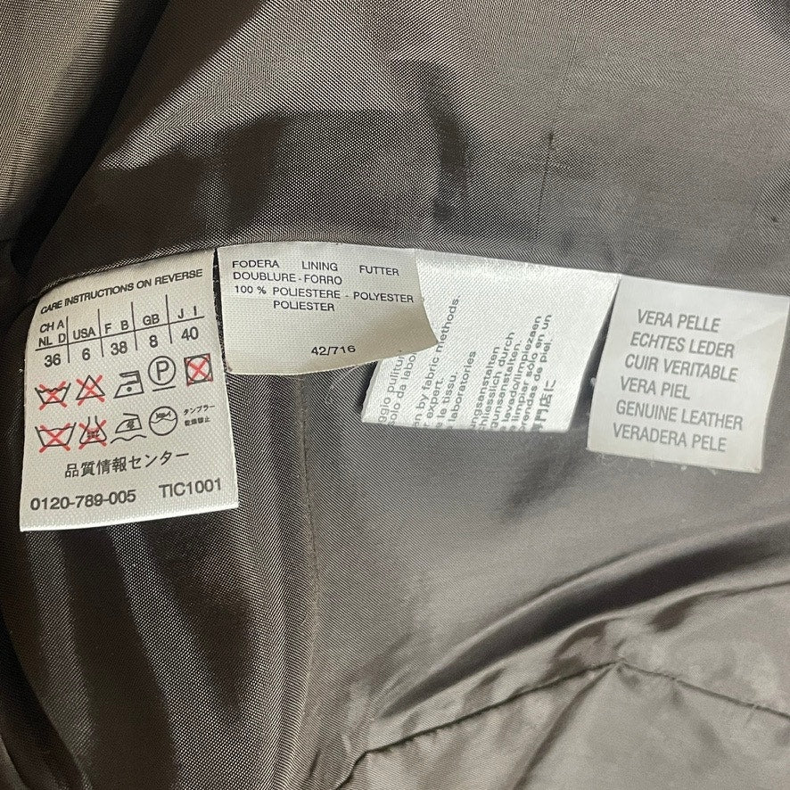 Max Mara Brown Woven Leather Skirt Suit Set Blazer Couture I