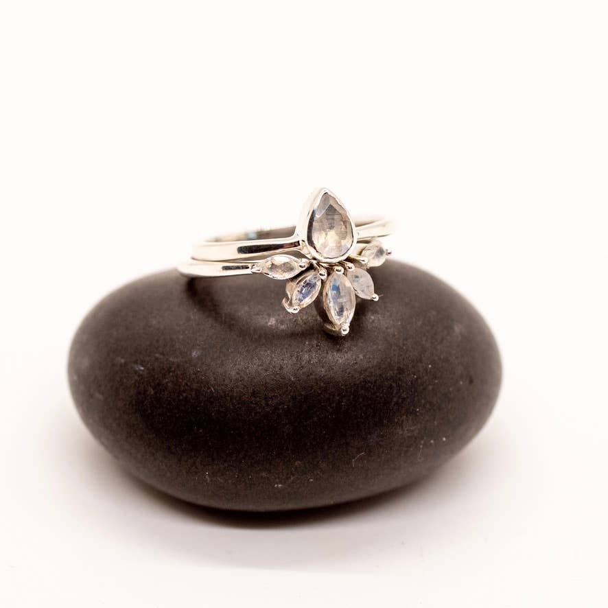Sterling Silver Nesting Moonstone Ring Set - SR131 - MST GoodsBaizaar