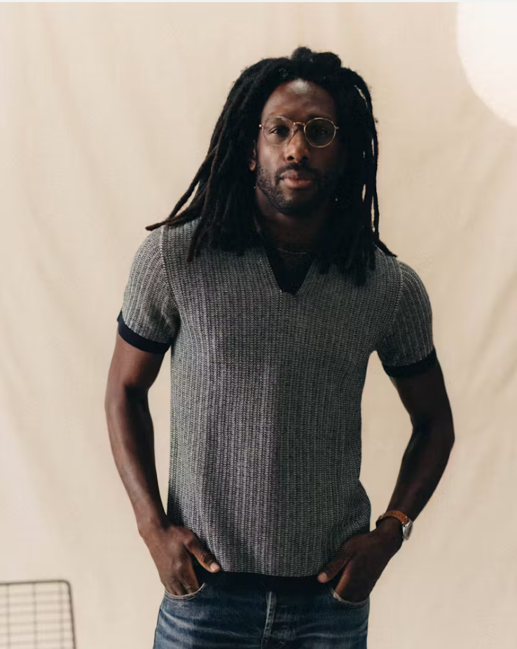 photo of a man wearing a taylor stitch brand mens fashion shirt in style