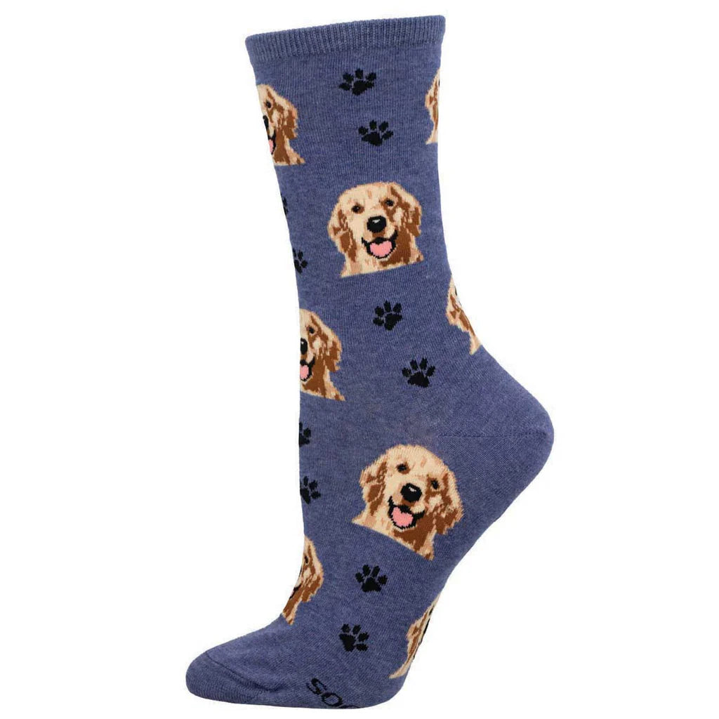 unisex socks blue with lab dog and paw print pattern