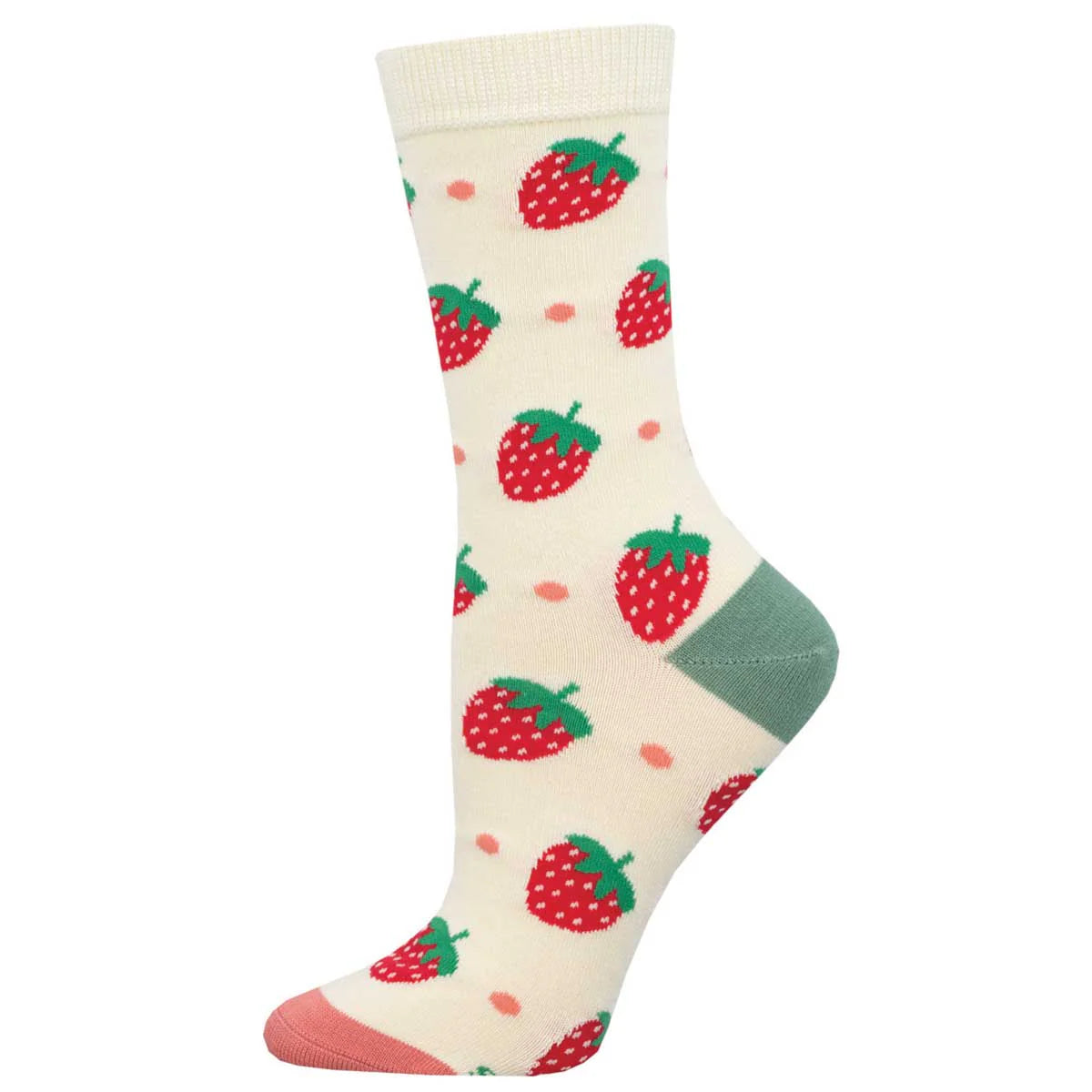 strawberry pattern socks in off white unisex
