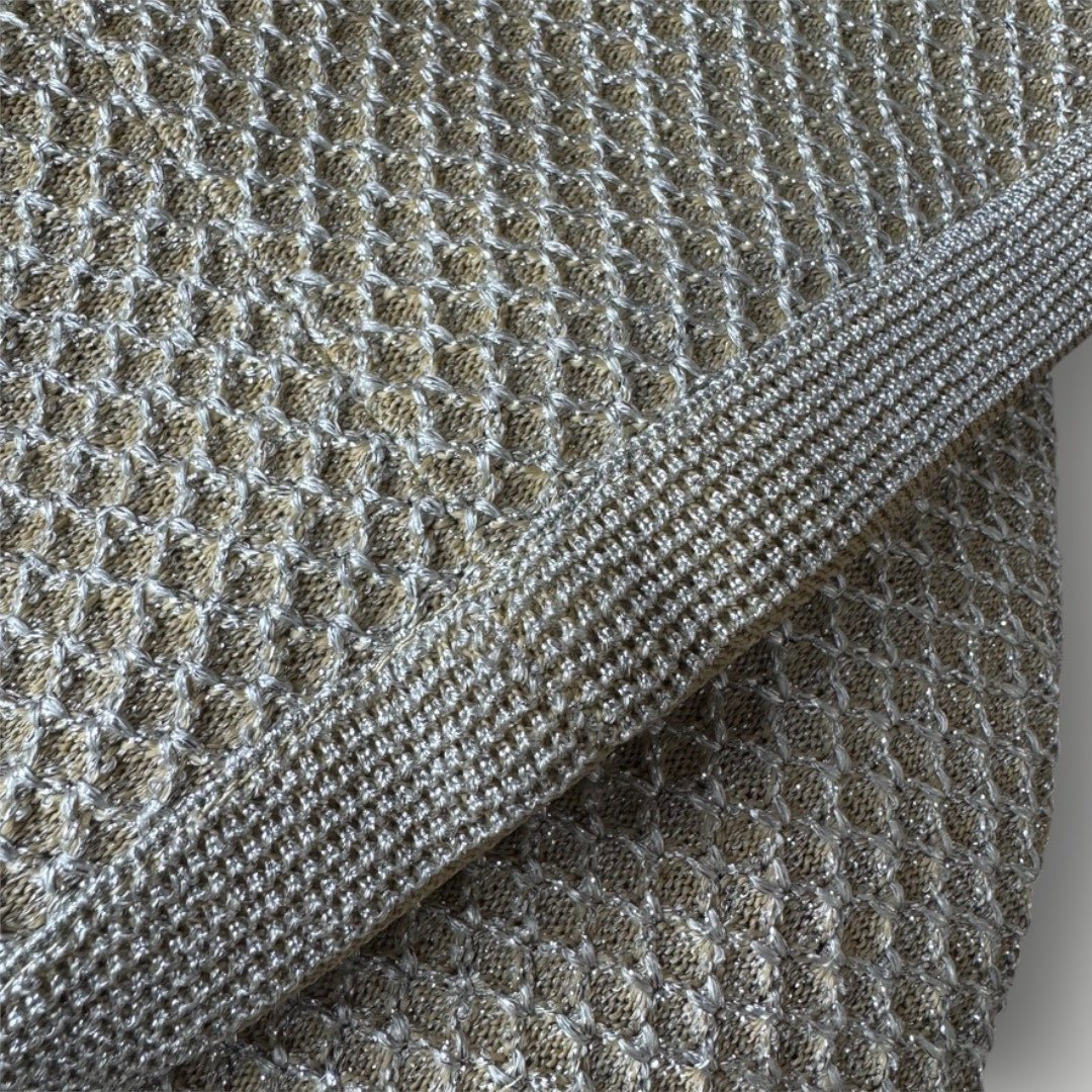 Vintage 1960s Dress Metallic Knit Ring Rhinestone Belt Size Small Tanne'l Knits - MST GoodsTanne'l Knits
