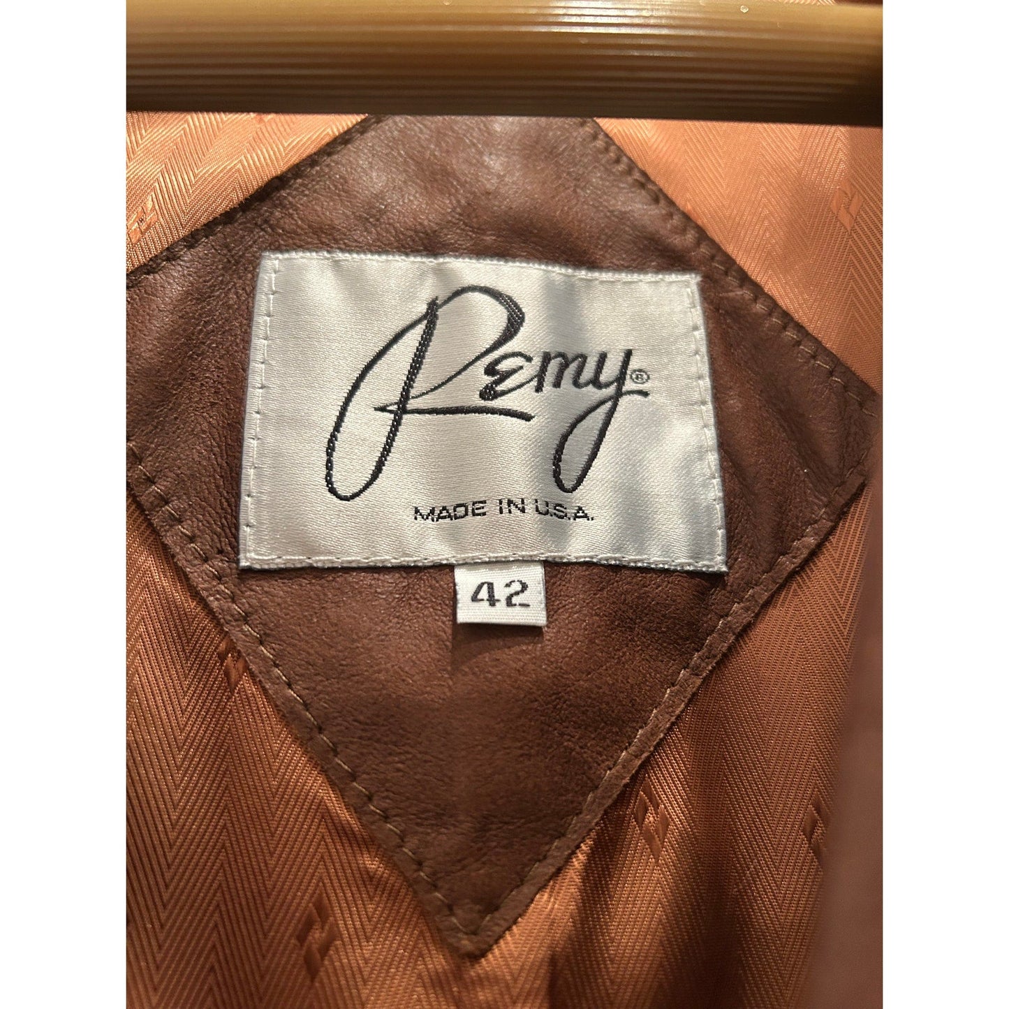 Vintage 1990s Leather Remy Blazer Brown Men's 42 Large Smooth Excellent - MST GoodsRemy