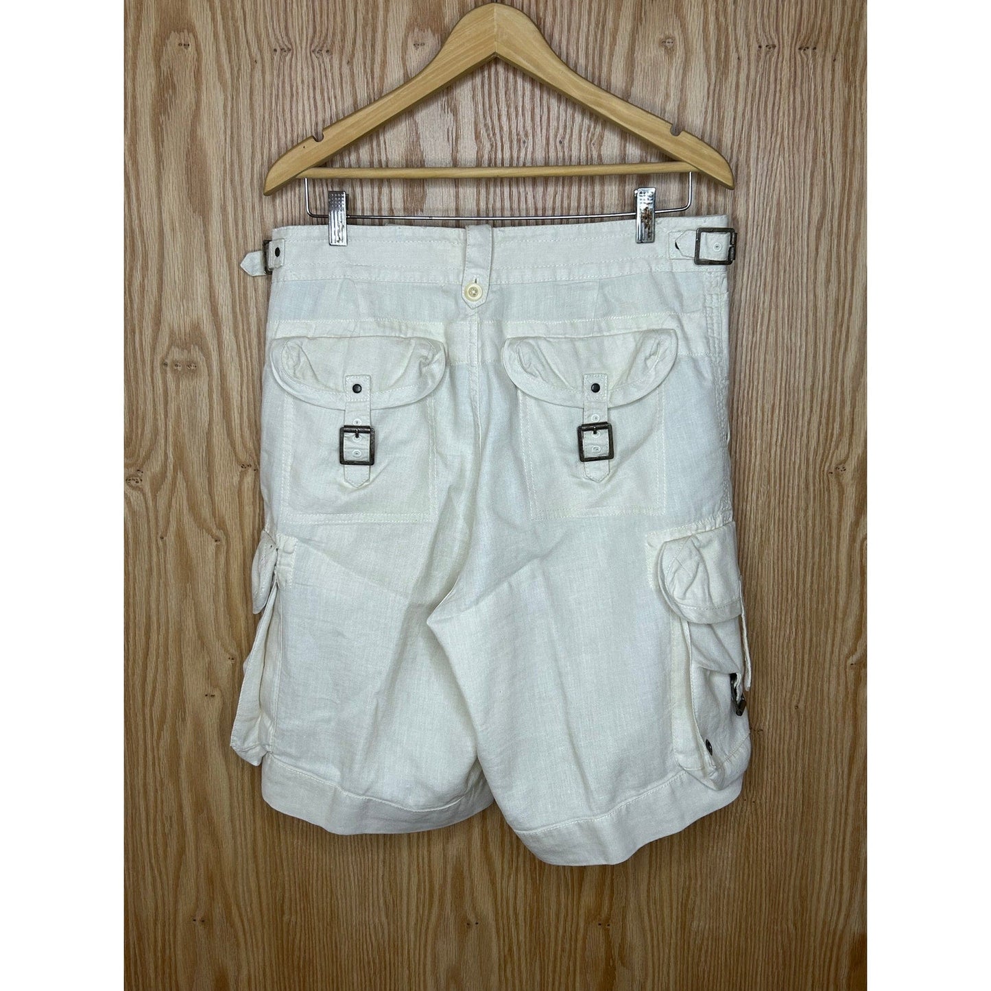 Vintage 1990s Polo Ralph Lauren White Linen Cargo Safari Style Shorts - MST GoodsPolo Ralph Lauren