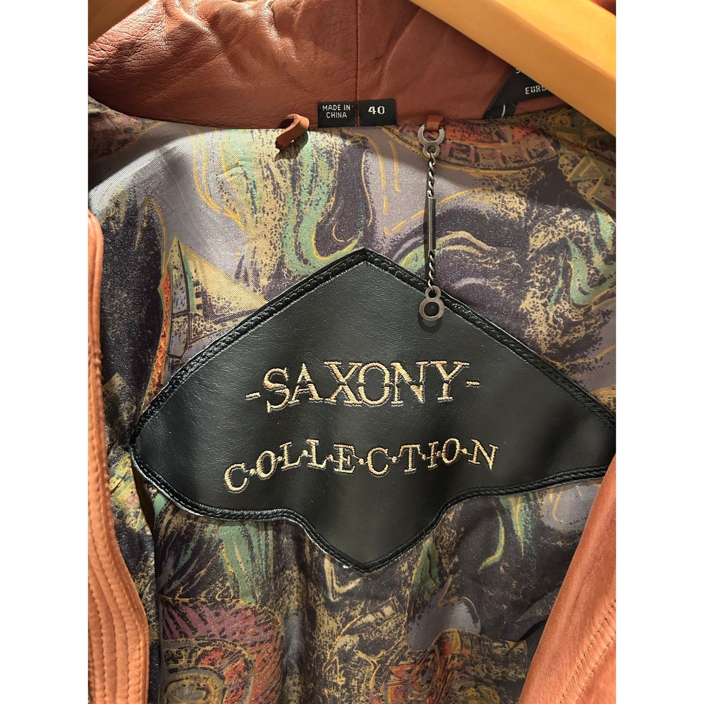 Vintage 1990s Saxony Leather Coat Long Rich Brown Smooth Men's Winter Lined L - MST GoodsSaxony