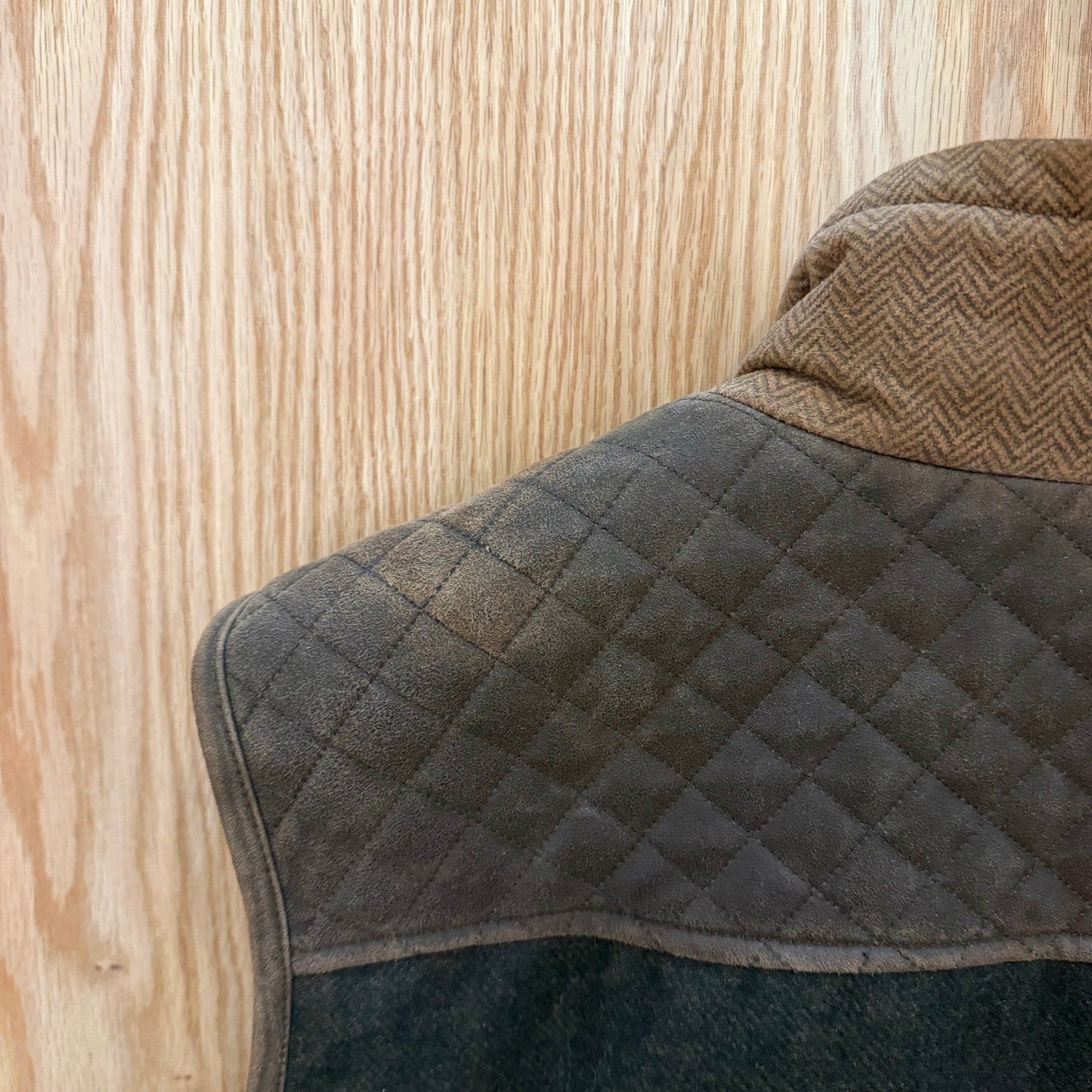 Vintage Patrick James Outerwear Vest Brown Leather Quilted Large Herringbone - MST GoodsPatrick James
