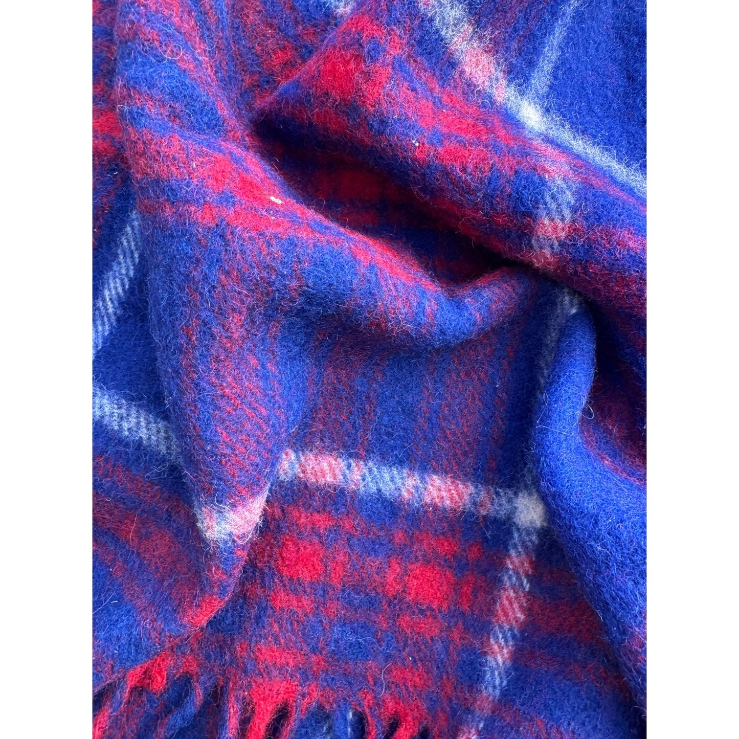 Vintage Troy Leisure Blanket Fringed Lap Throw Plaid Blue Red 52”x56” - MST GoodsTroy Leisure blanket