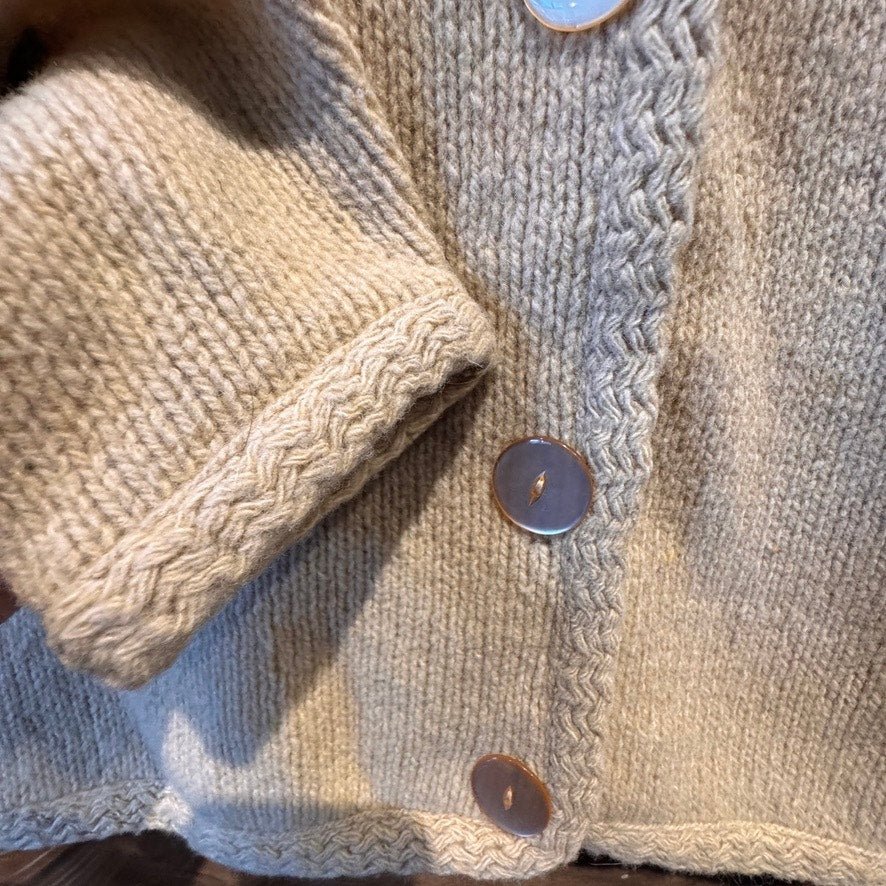 Vtg Kenwyn Cardigan Sweater Beige Chunky Buttons 100% Shetland Wool - MST GoodsVintage