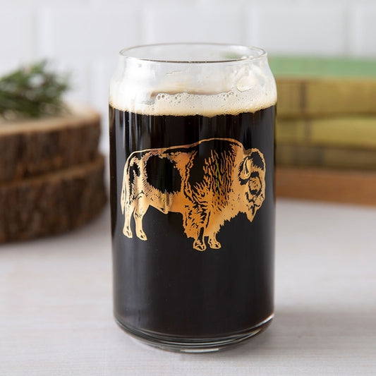 Bison Beer Can Glass 16 oz