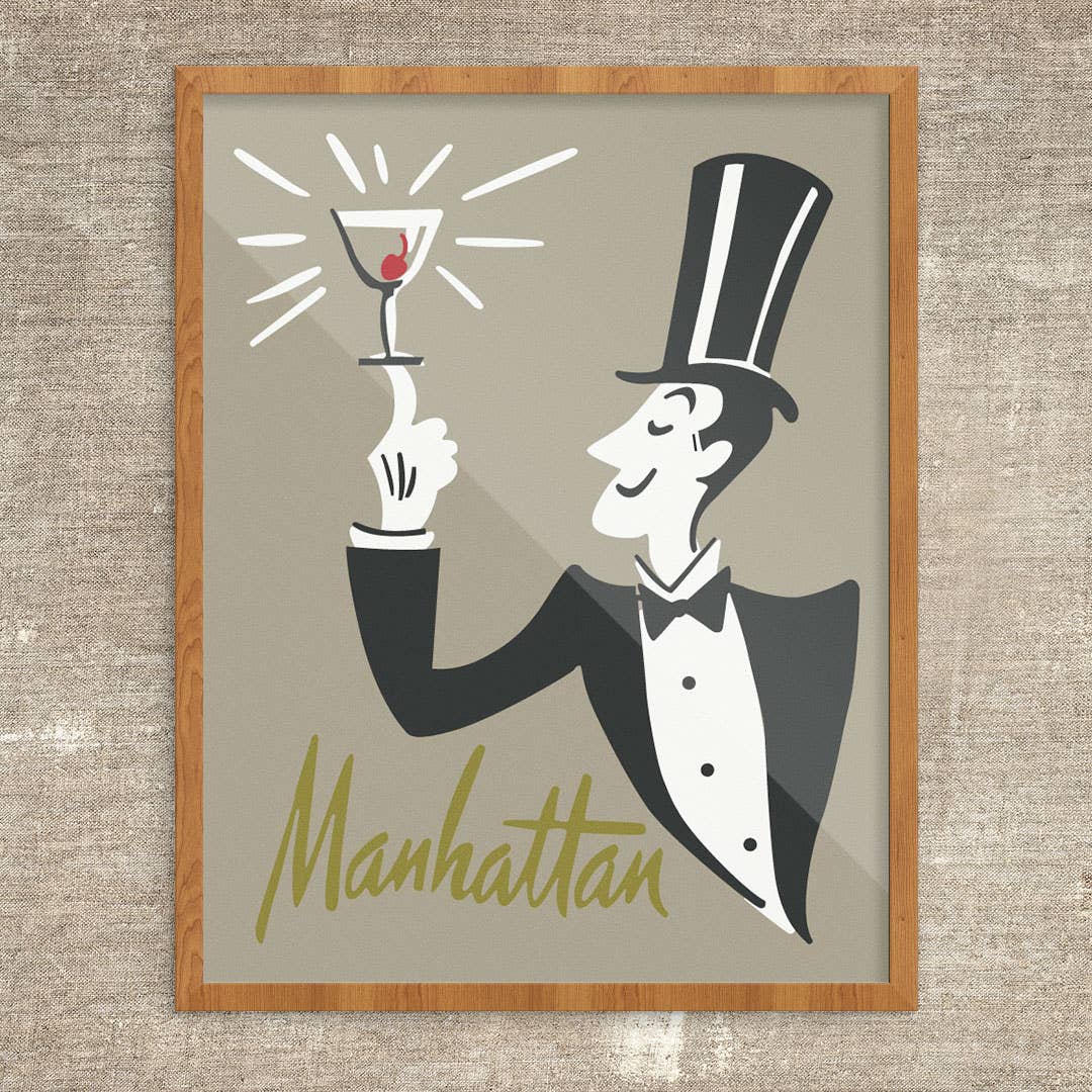 11" x 14" The Manhattan is Served Vintage Cocktail Print