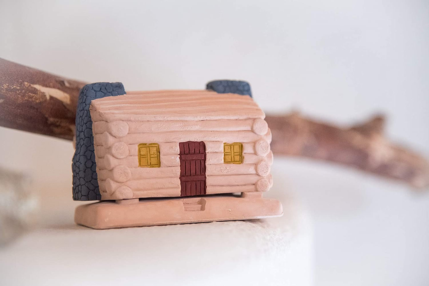 Log Cabin Natural Wood Incense Burner