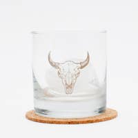 Cow Skull Rocks Glass