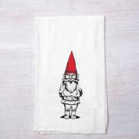 Garden Gnome Flour Sack Tea Towel