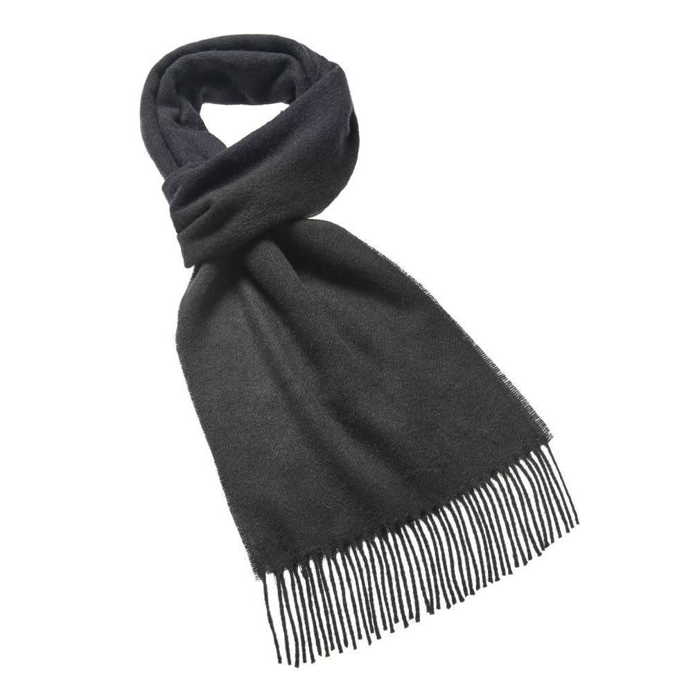 Black Plain Merino Lambswool Scarf
