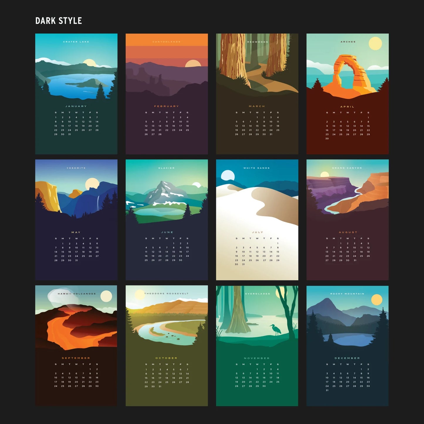 National Park Desk Calender