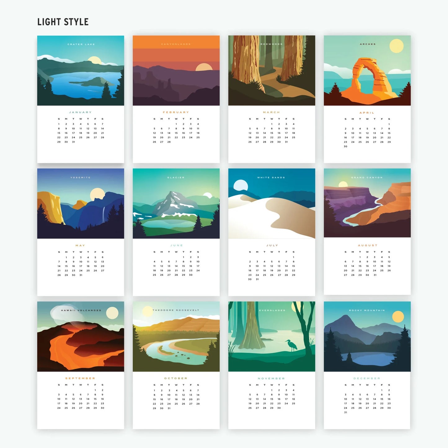 National Park Desk Calender