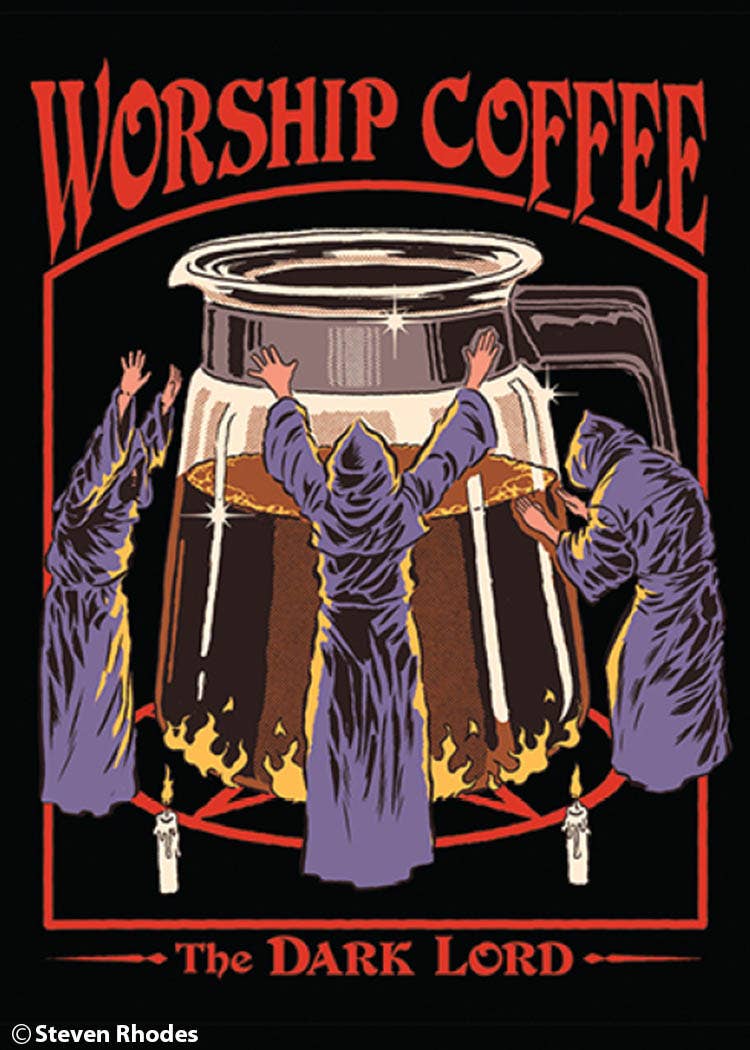 Magnet-Worship coffee. The Dark Lord - MST GoodsRefrigerator MagnetsEphemera