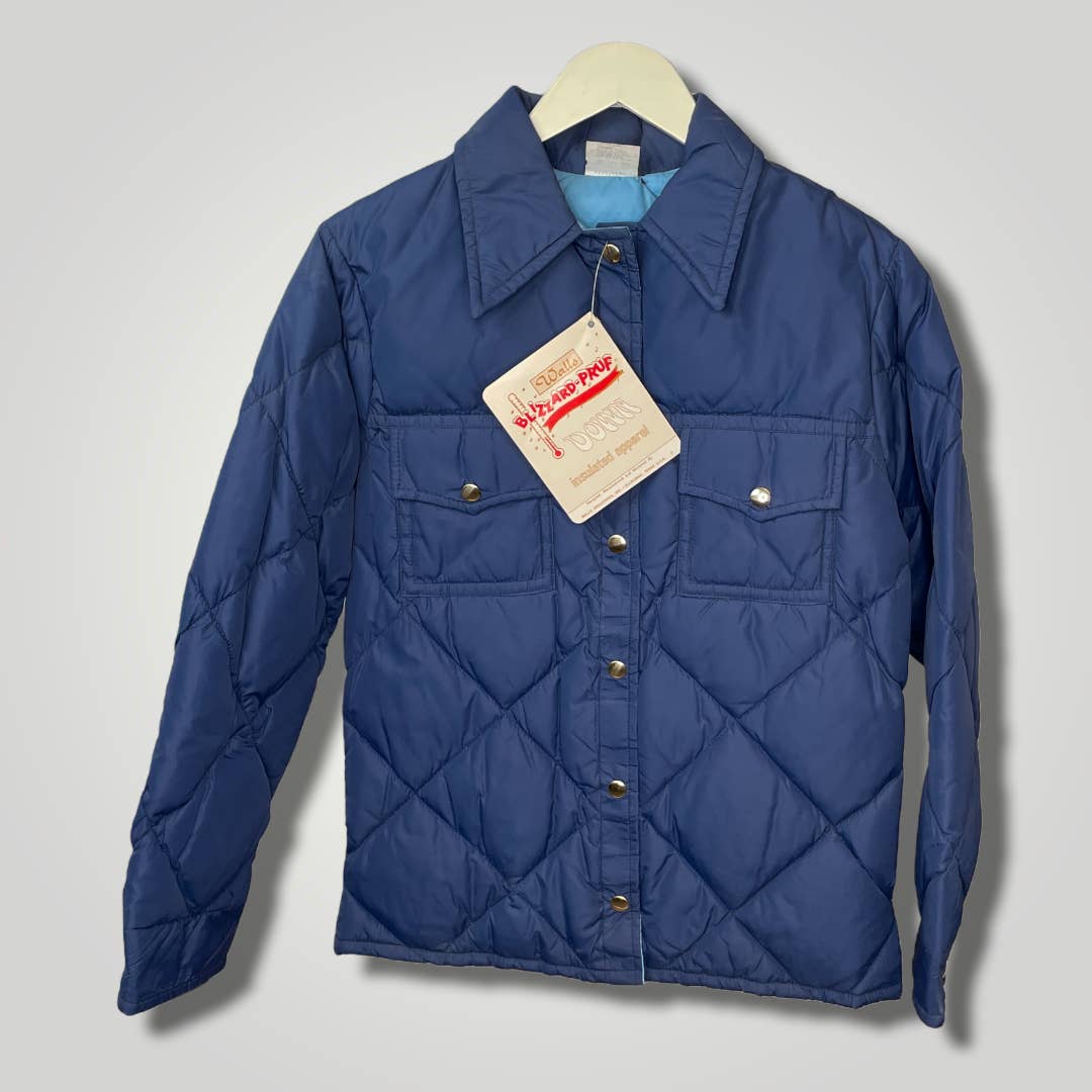 Vintage Walls Blizzard Pruf Quilted Down Coat Jacket Collared Snap Med R