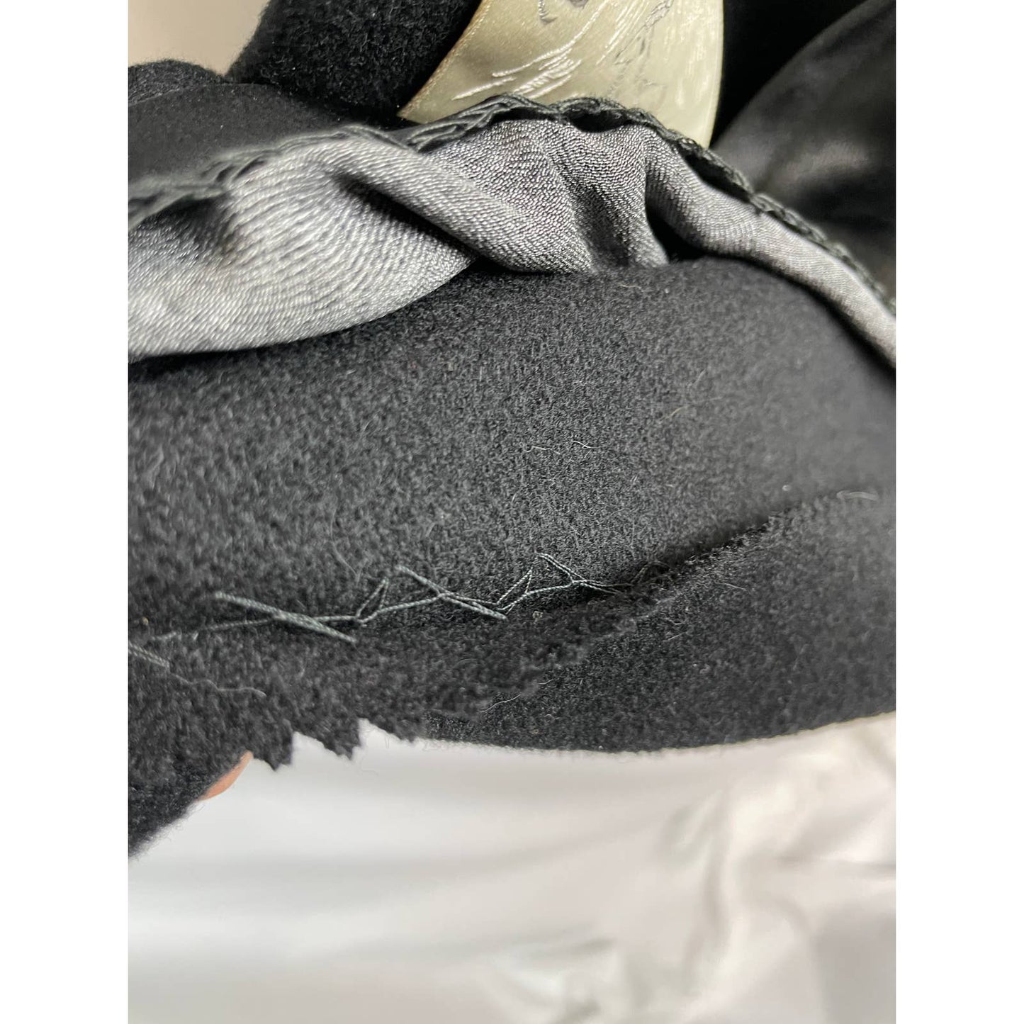 Vintage 1950s Black Cashmere Wool Coat Silver Gray Mink Fur Collar Rare Small/Med