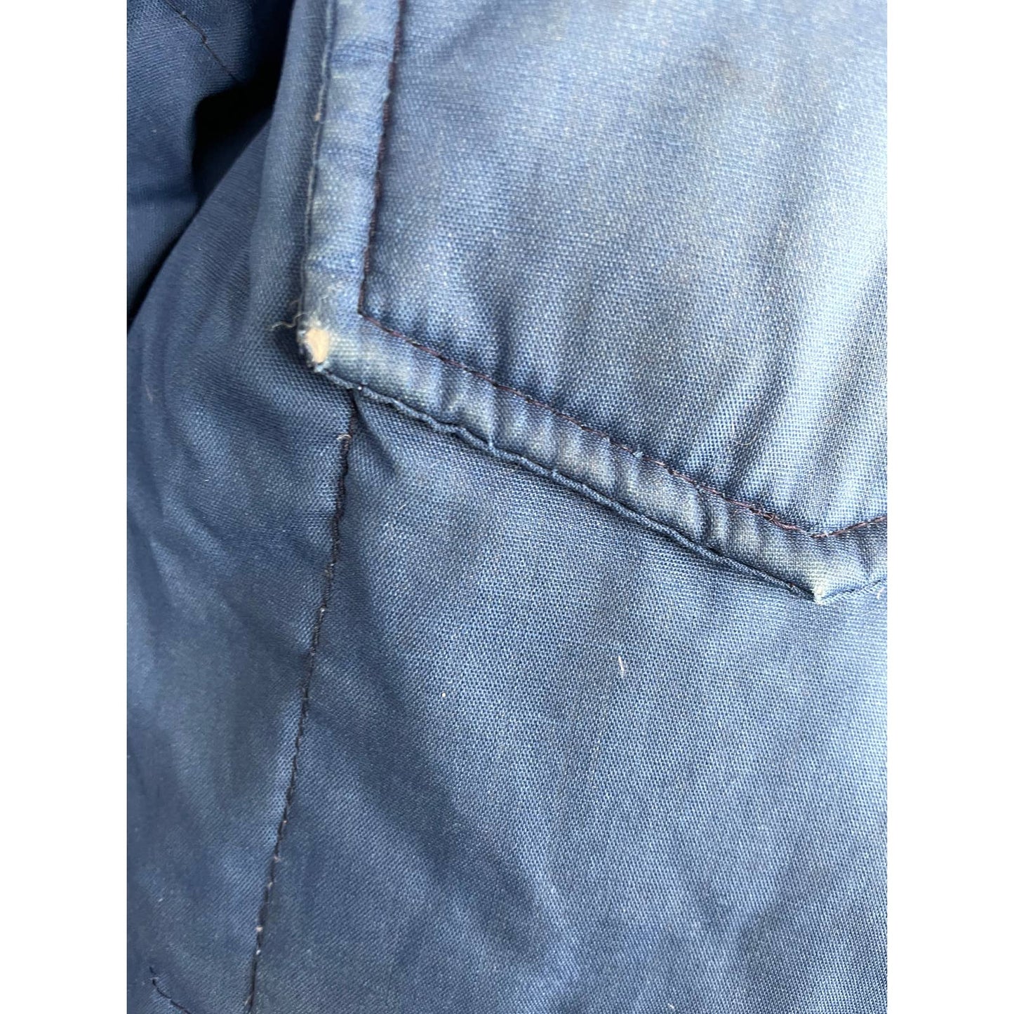 Vintage 1980s Blue Red Bandana Coat Down Puffer Dagger Collar Snap Vtg tjc110