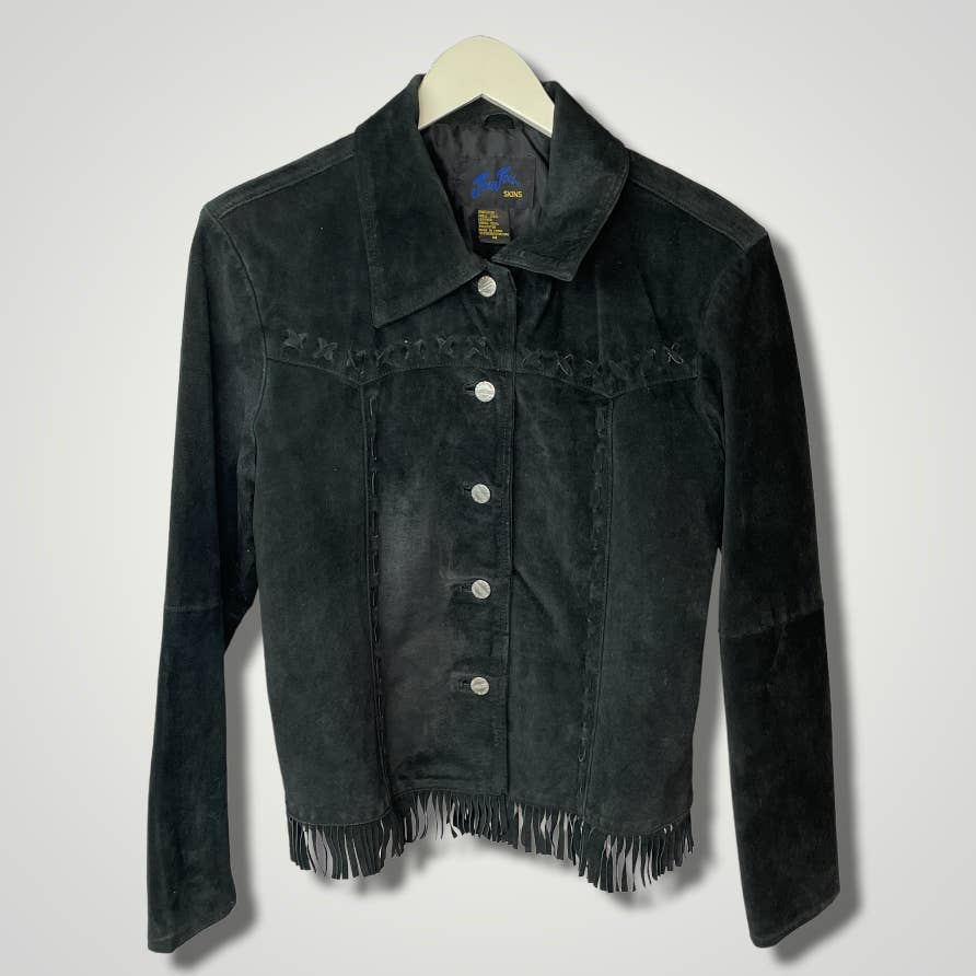 Short black sales suede jacket